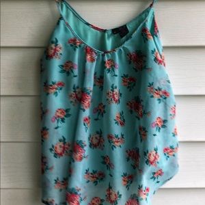 Blue floral tank top